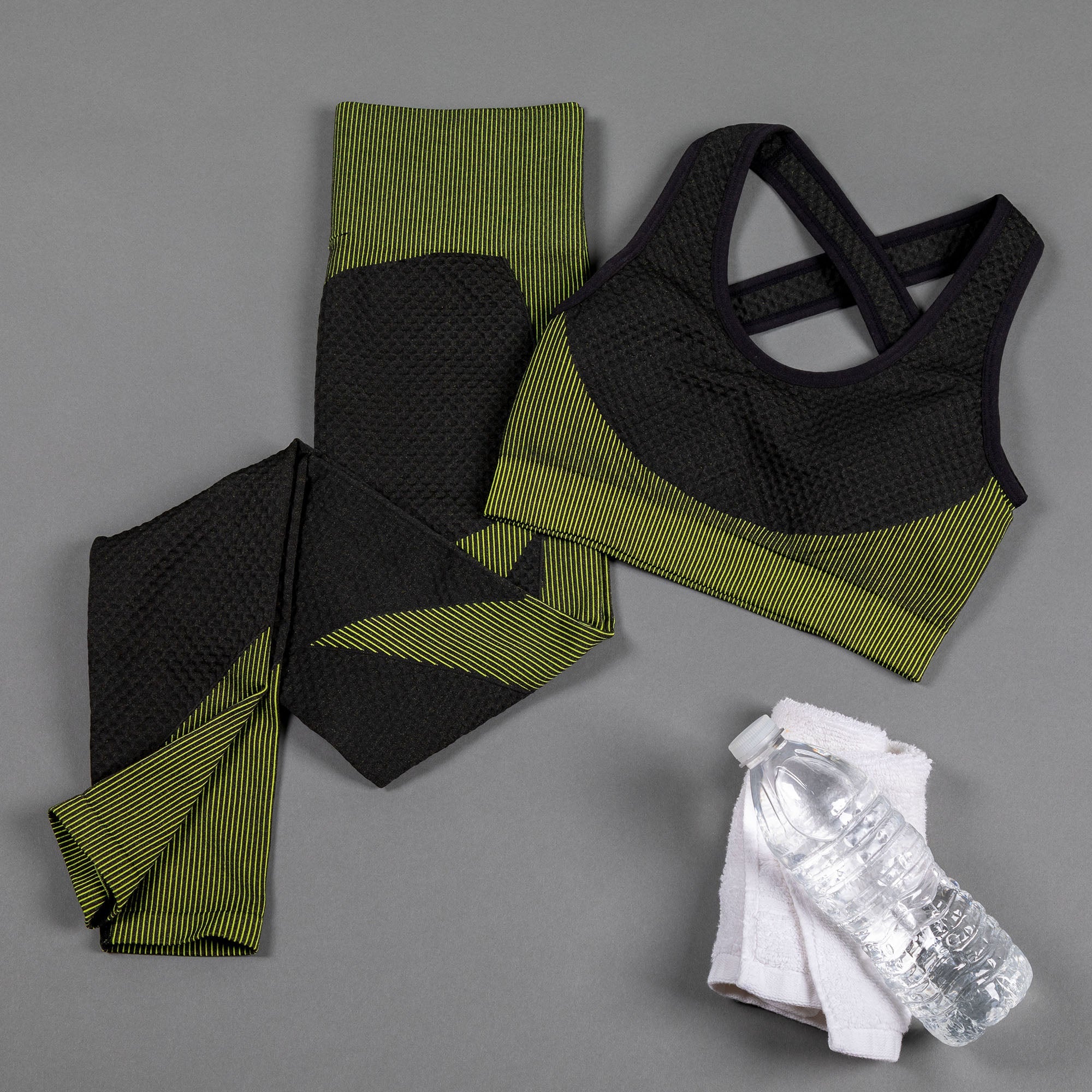 Textured Leggings Sports Bra Activewear Set Workout Outfit