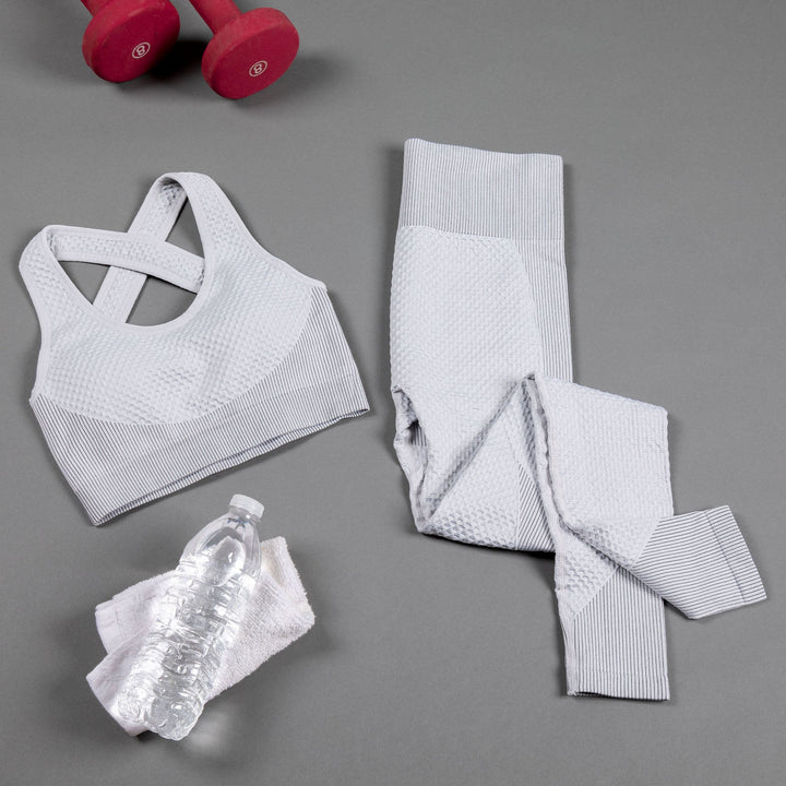 Textured Leggings Sports Bra Activewear Set Workout Outfit