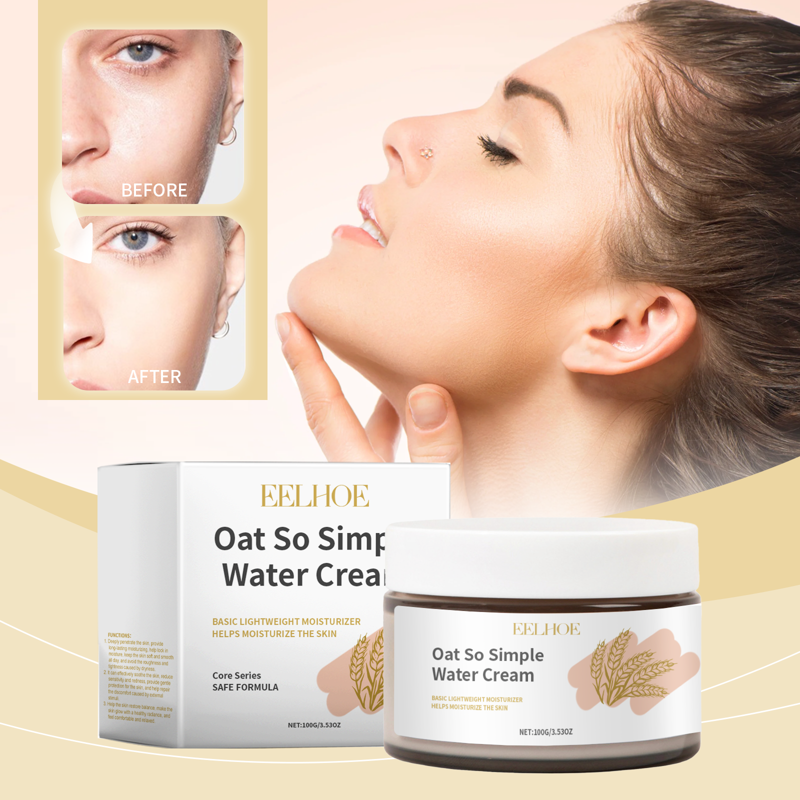 Oatmeal Facial Moisturizer Hydrating Non Greasy Skin Care Cream