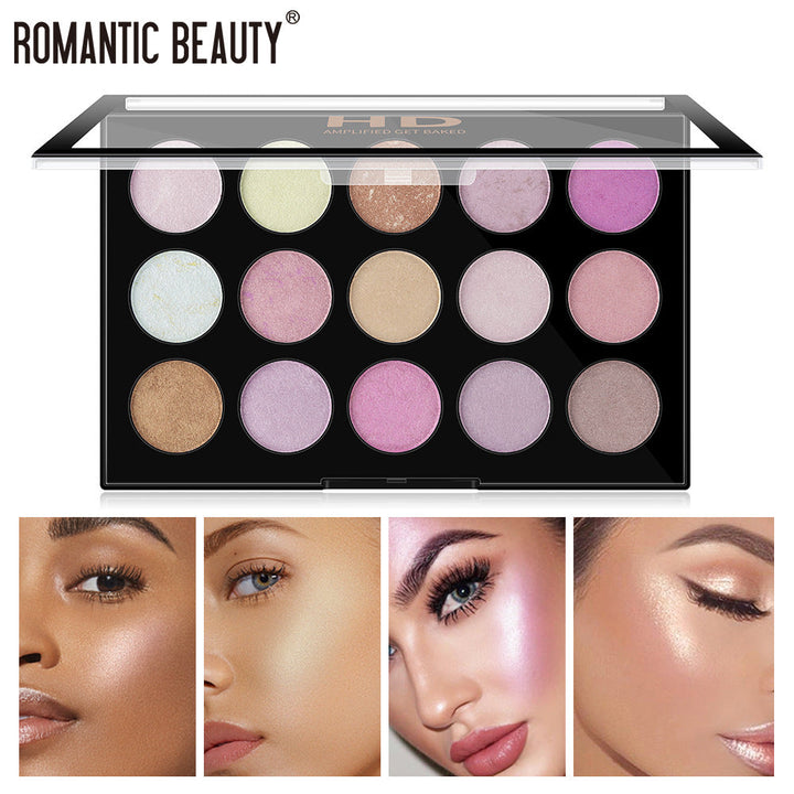 Romantic Beauty 15 Color Pearl Highlighter Makeup Palette