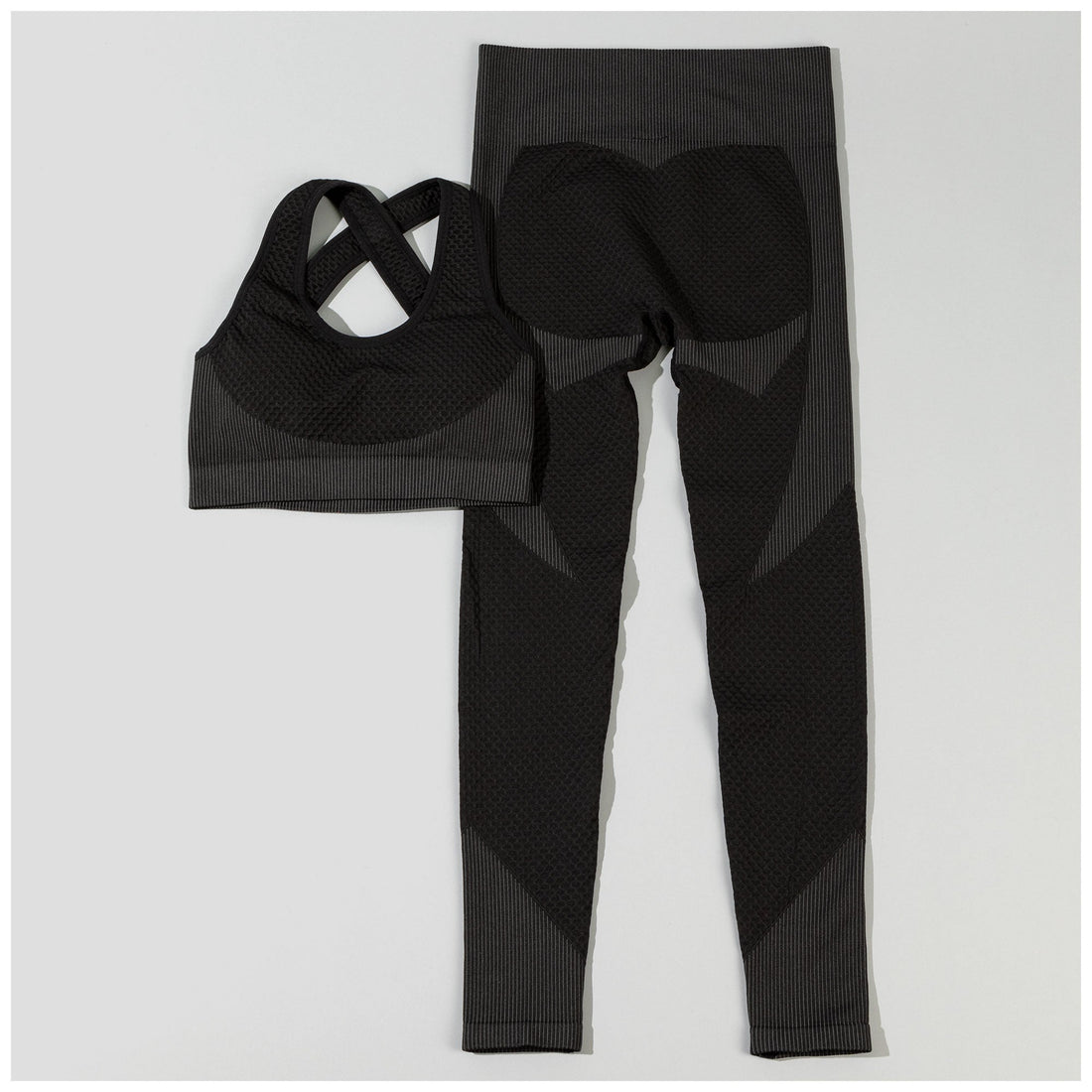 Textured Leggings Sports Bra Activewear Set Workout Outfit