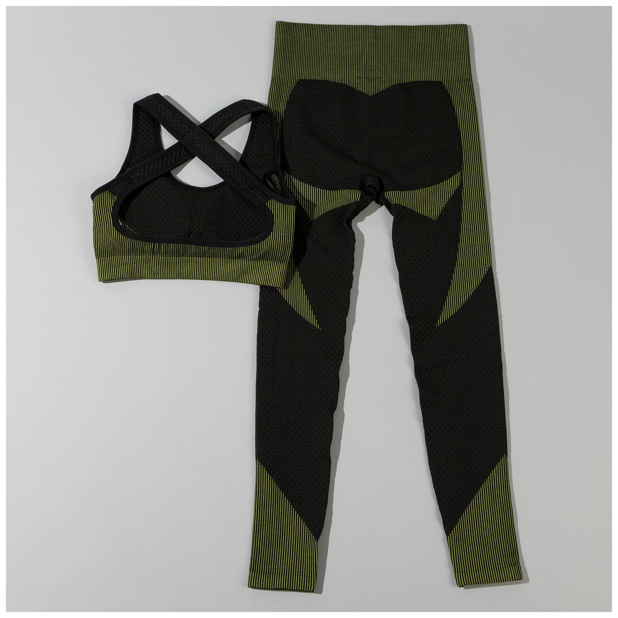 Textured Leggings Sports Bra Activewear Set Workout Outfit
