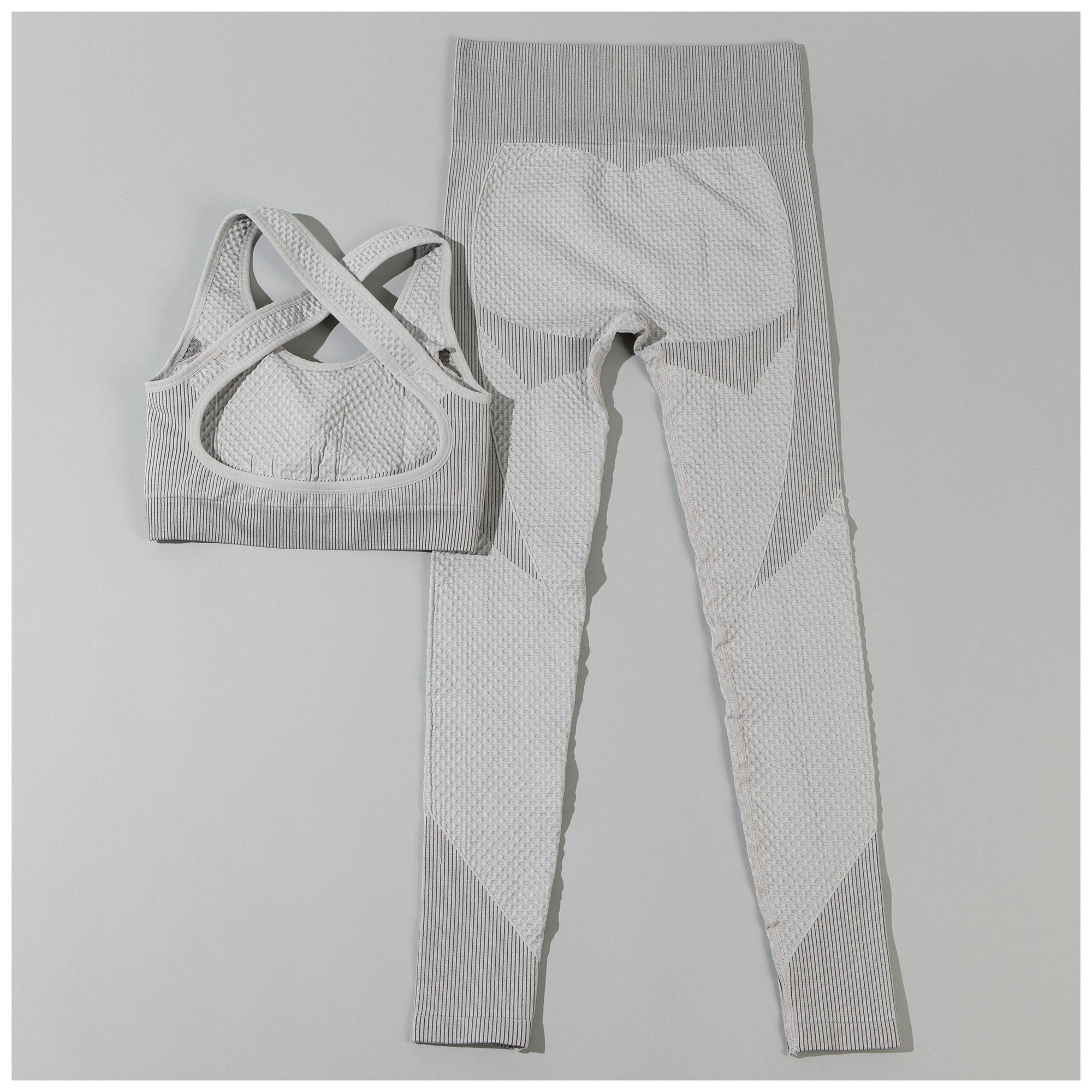 Textured Leggings Sports Bra Activewear Set Workout Outfit