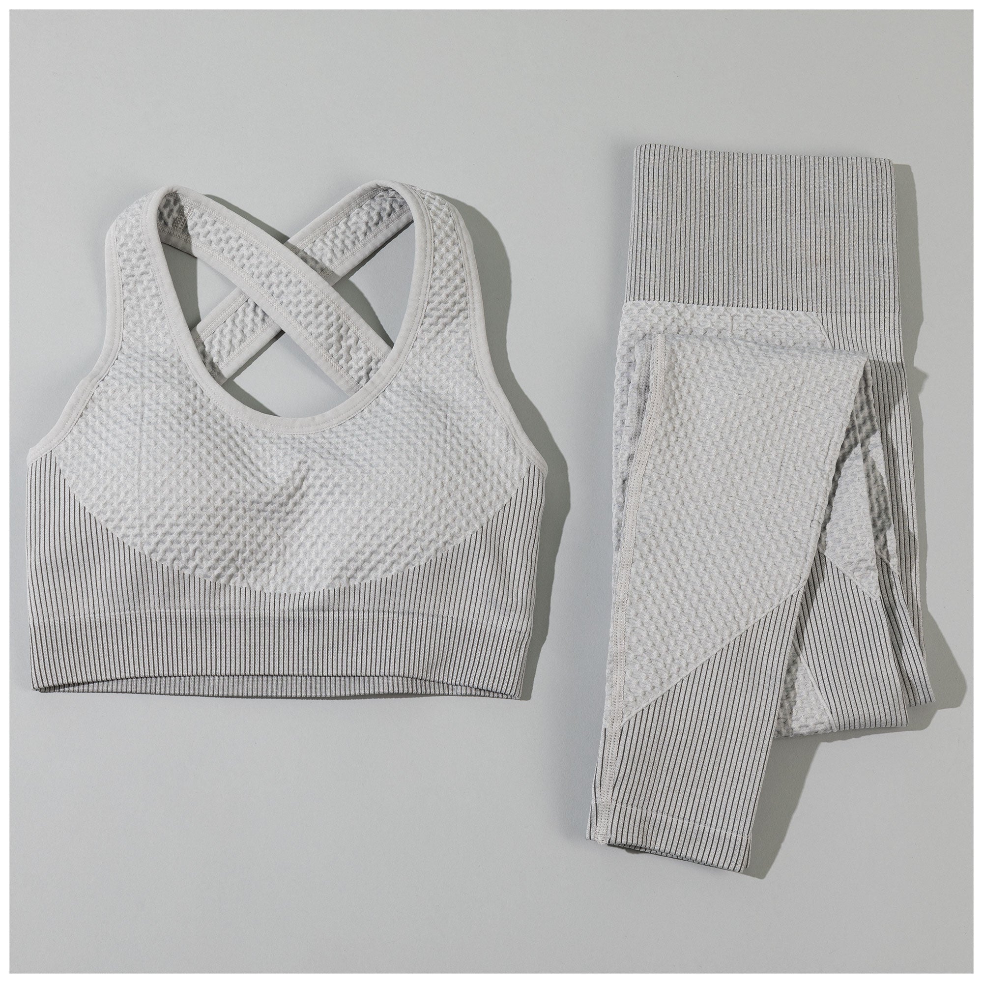 Textured Leggings Sports Bra Activewear Set Workout Outfit
