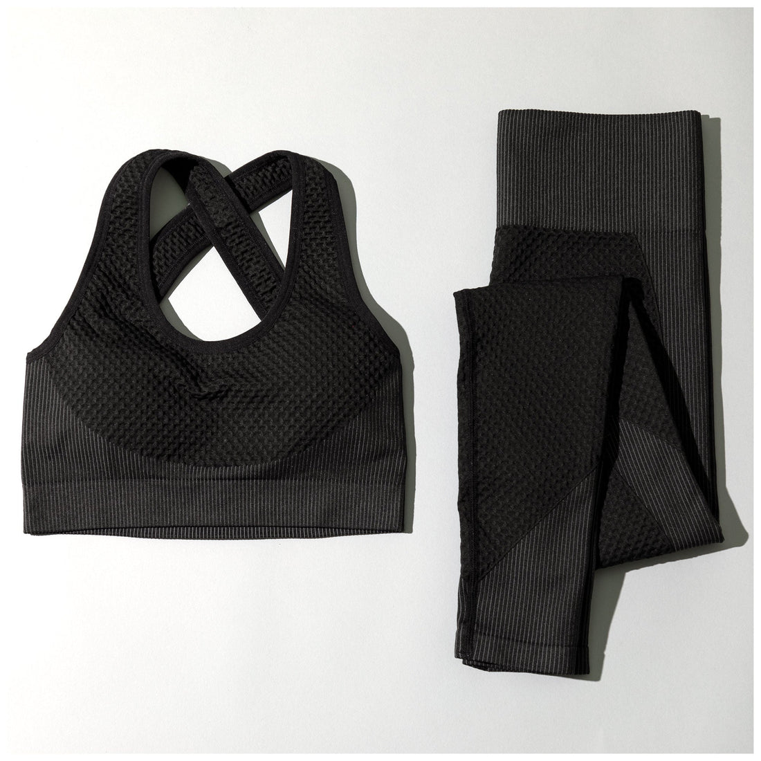 Textured Leggings Sports Bra Activewear Set Workout Outfit