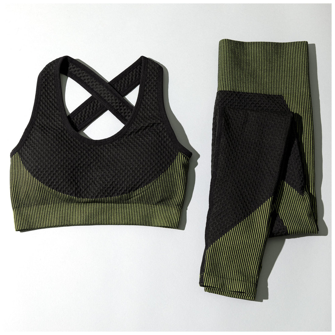 Textured Leggings Sports Bra Activewear Set Workout Outfit