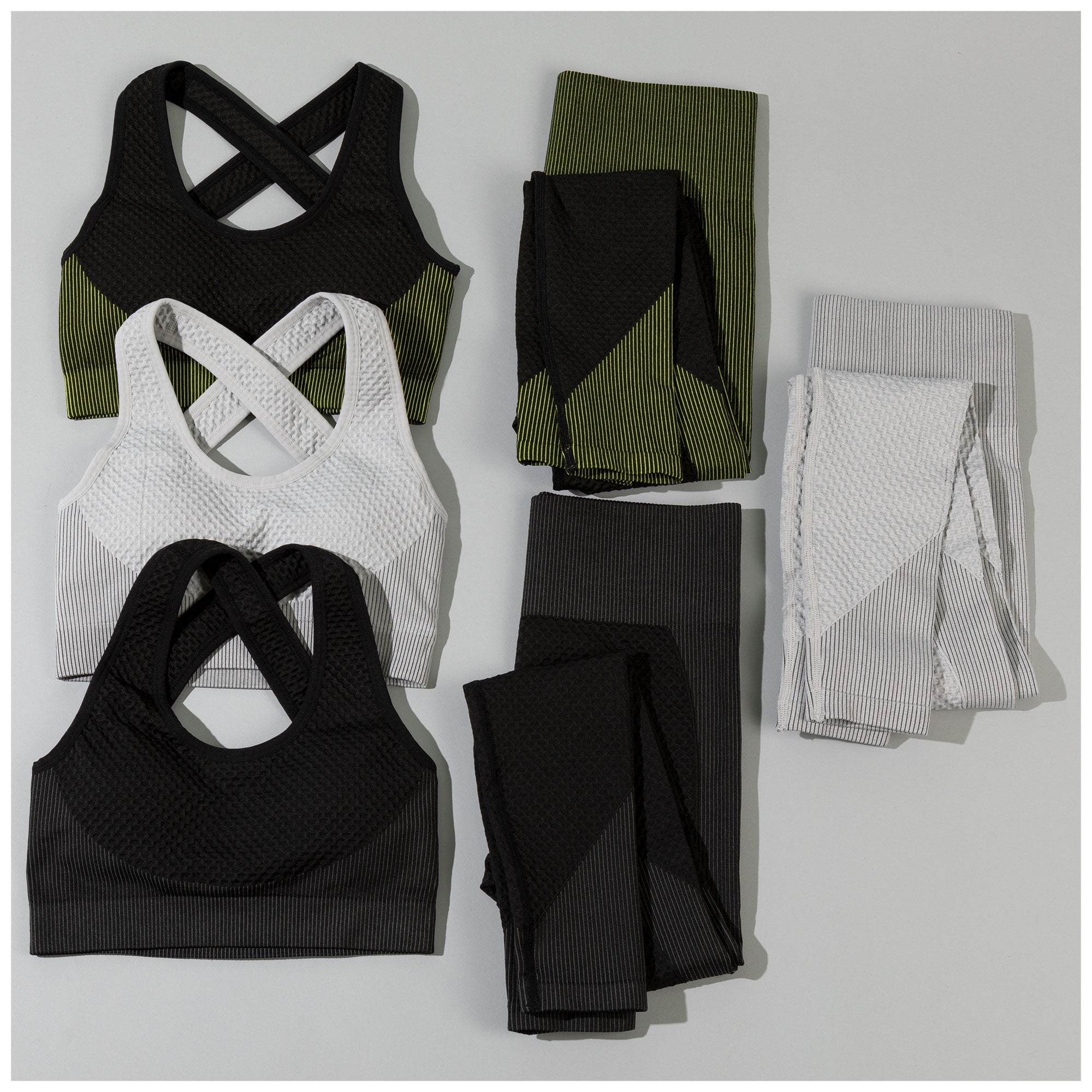 Textured Leggings Sports Bra Activewear Set Workout Outfit