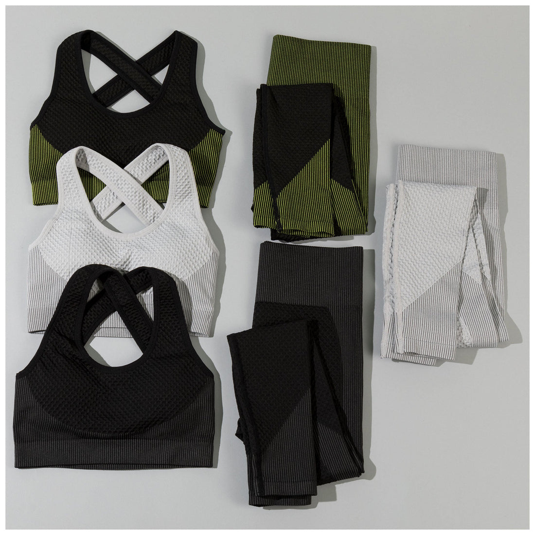 Textured Leggings Sports Bra Activewear Set Workout Outfit