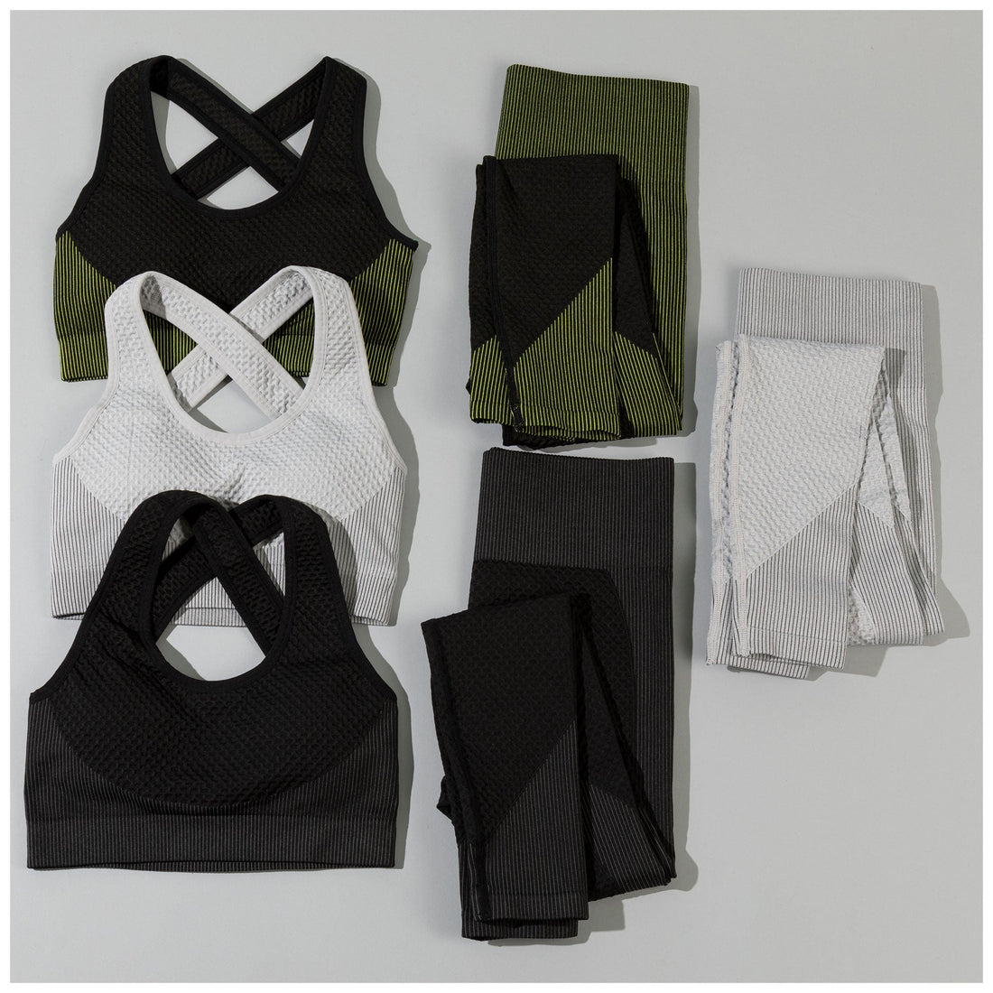 Textured Leggings Sports Bra Activewear Set Workout Outfit