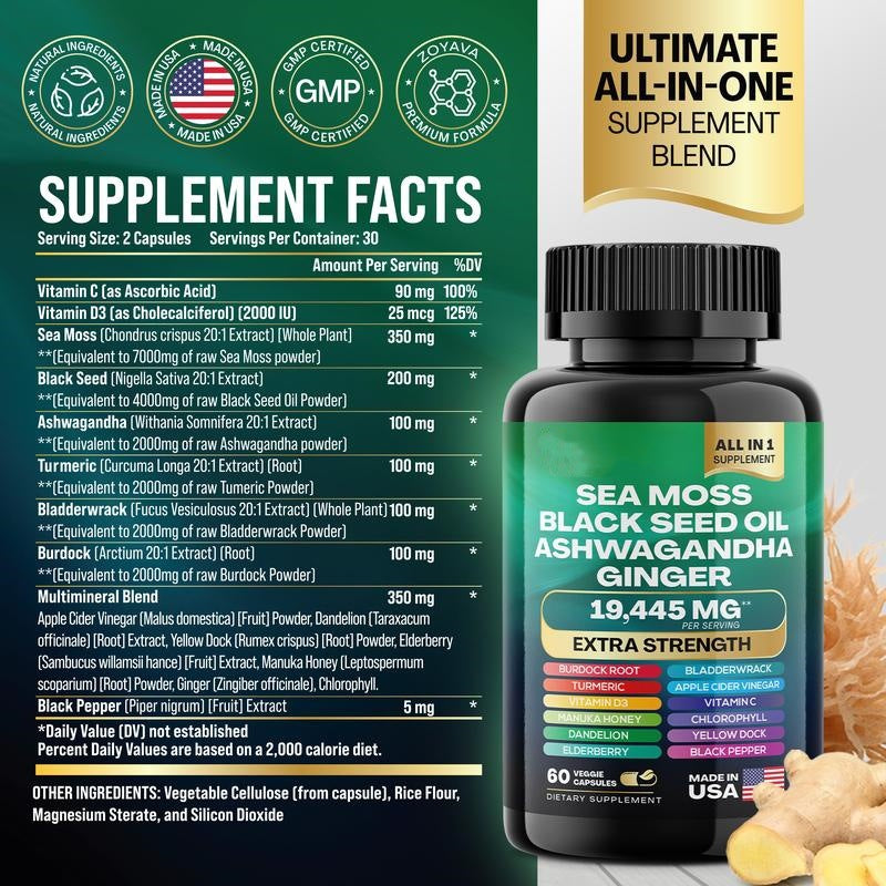 Sea Moss Shilajit Collagen Peptide 2 In 1 Capsules