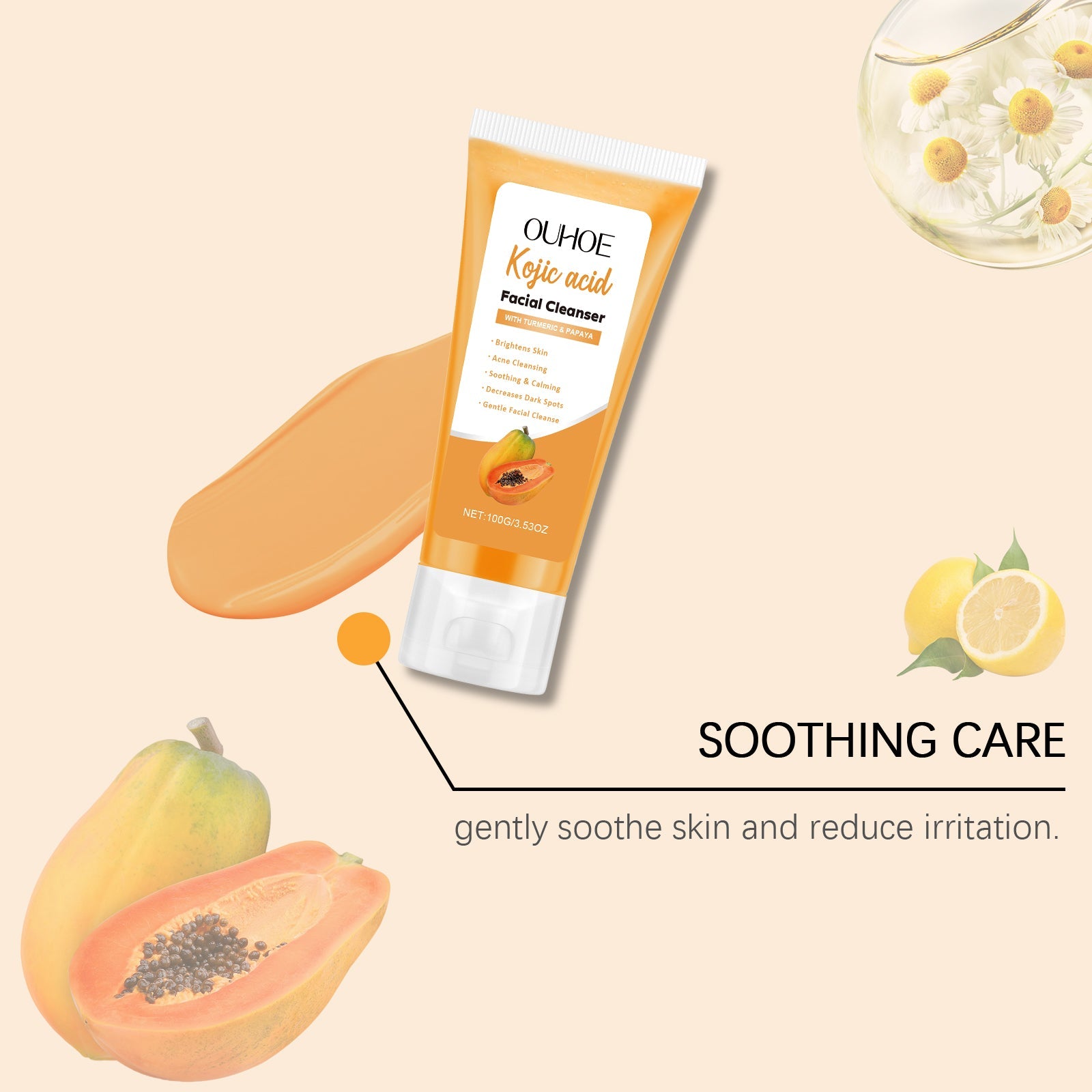 Papaya Facial Cleanser Deep Cleansing Moisturizing Face Wash
