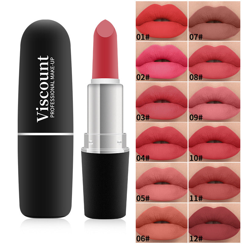 Frosted Matte Moisturizing Bullet Lipstick 12 Color Collection