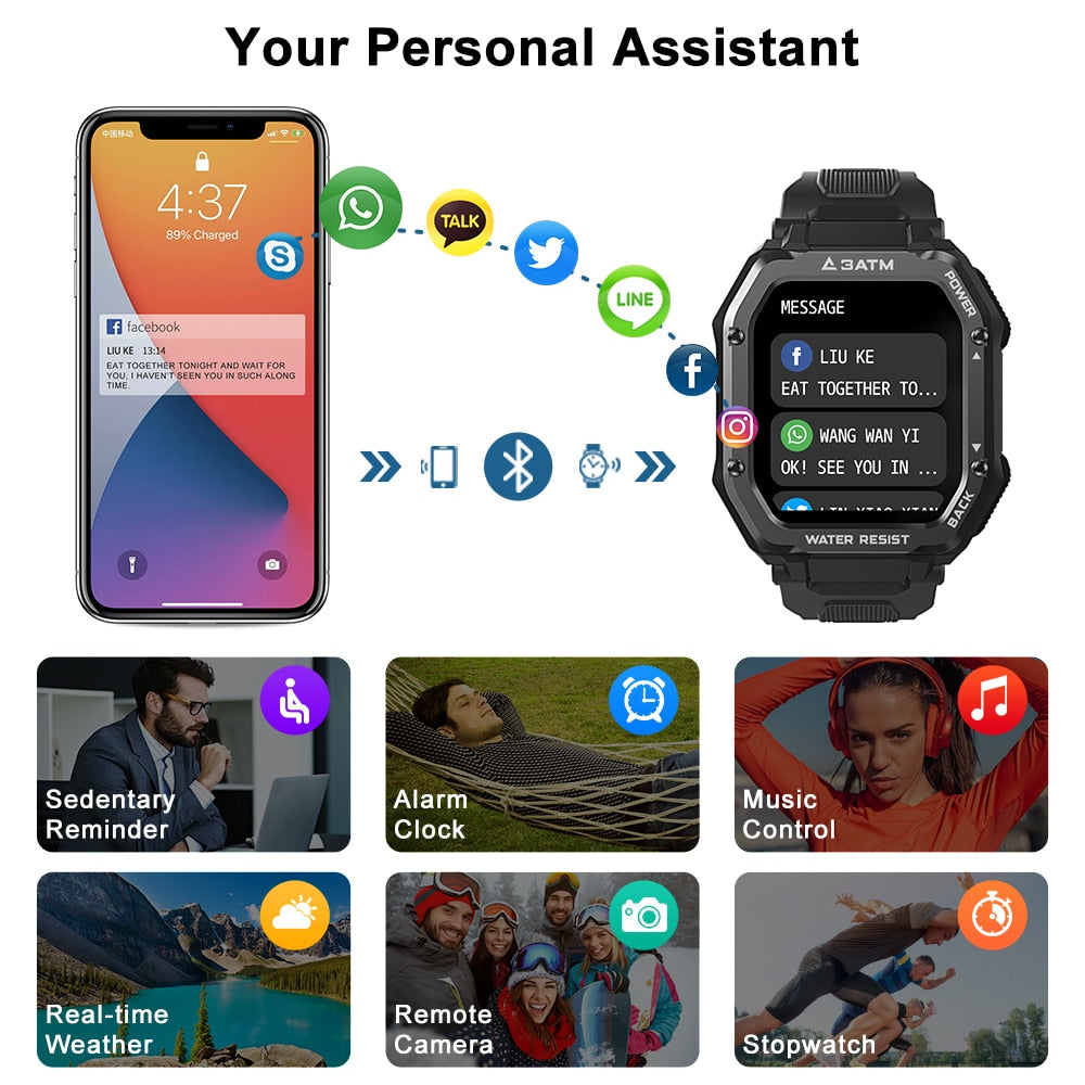 Rugged Smart Watch Waterproof Outdoor Fitness Tracker
