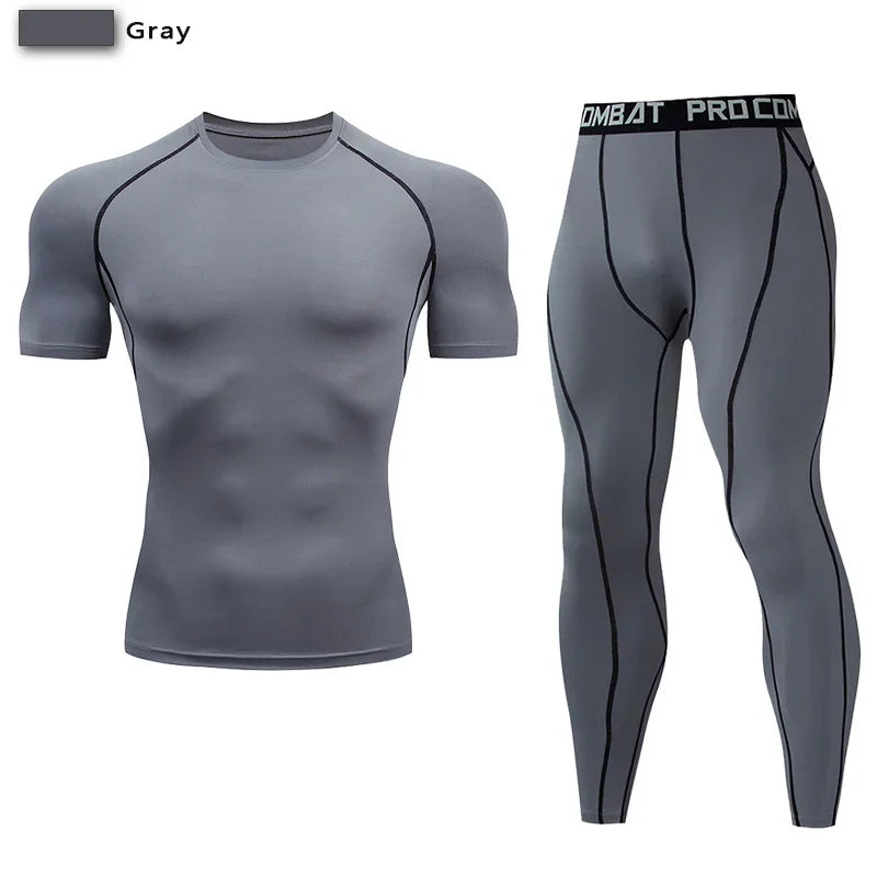 Men's Compression Sportswear Set Gym Workout Tracksuit Suit