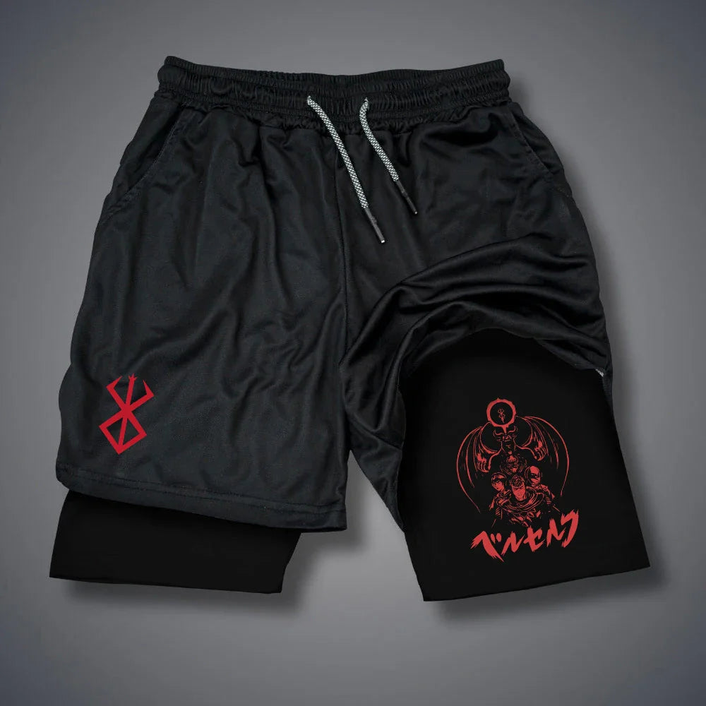 Men's 2 In 1 Compression Running Shorts Quick Dry