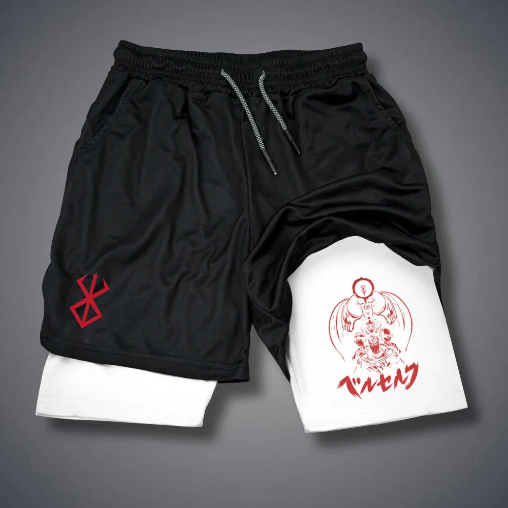 Men's 2 In 1 Compression Running Shorts Quick Dry