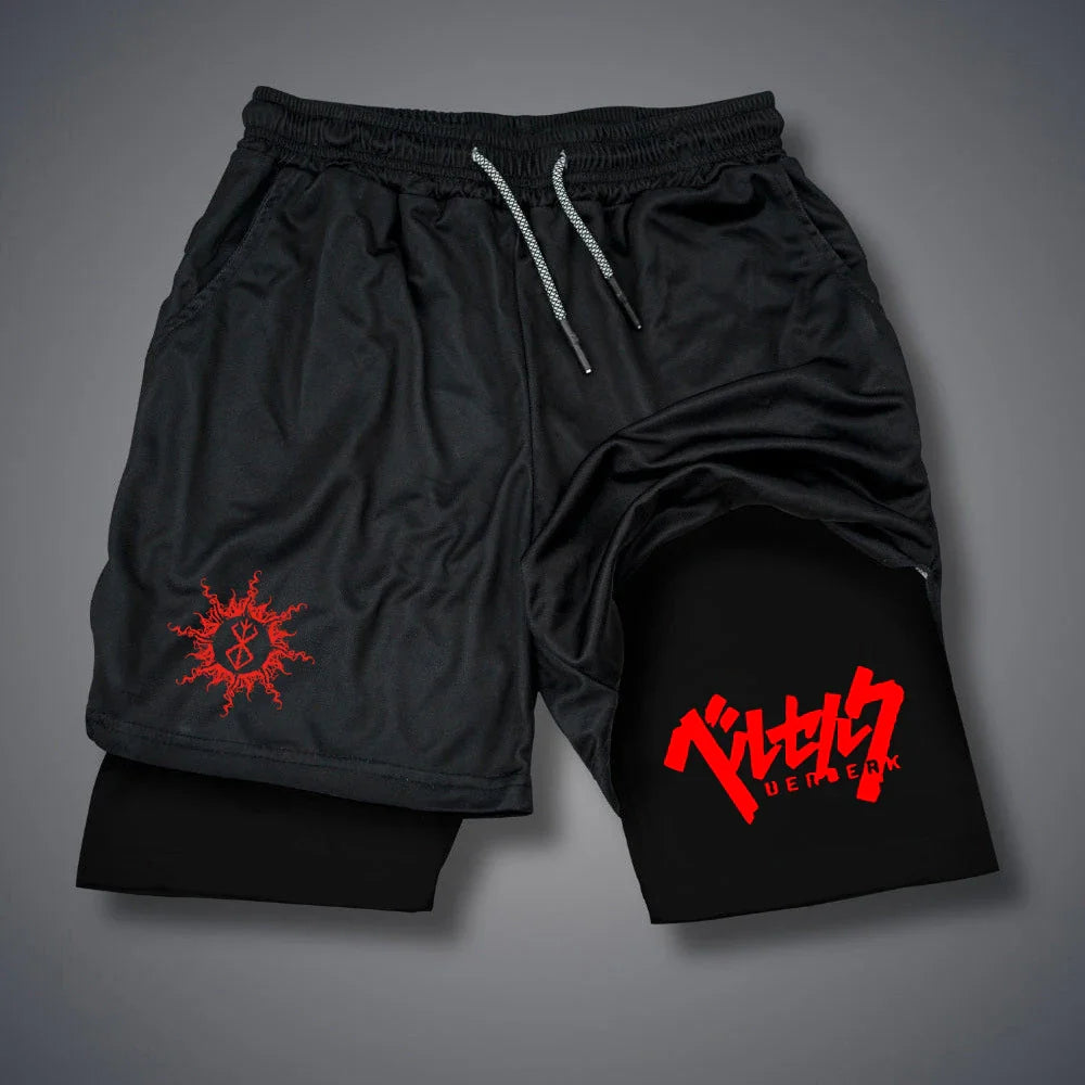 Men's 2 In 1 Compression Running Shorts Quick Dry