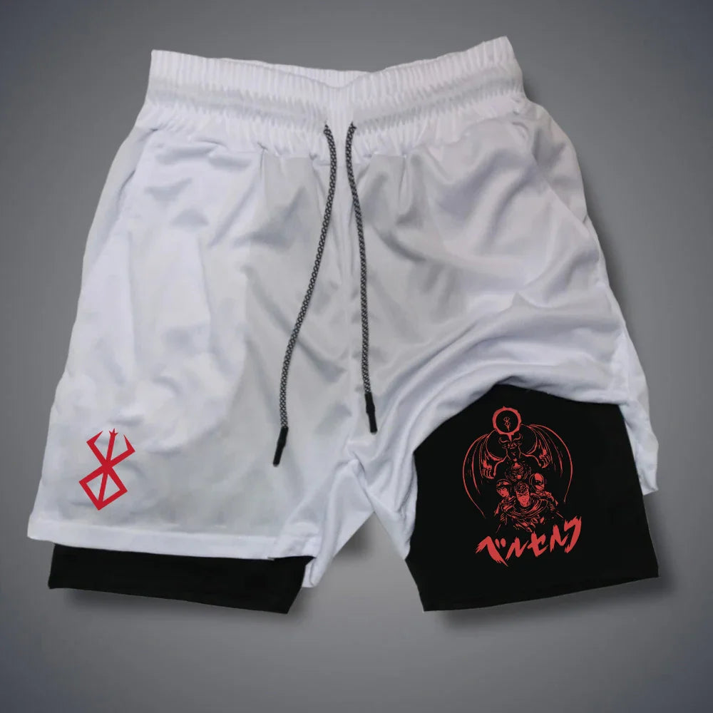 Men's 2 In 1 Compression Running Shorts Quick Dry
