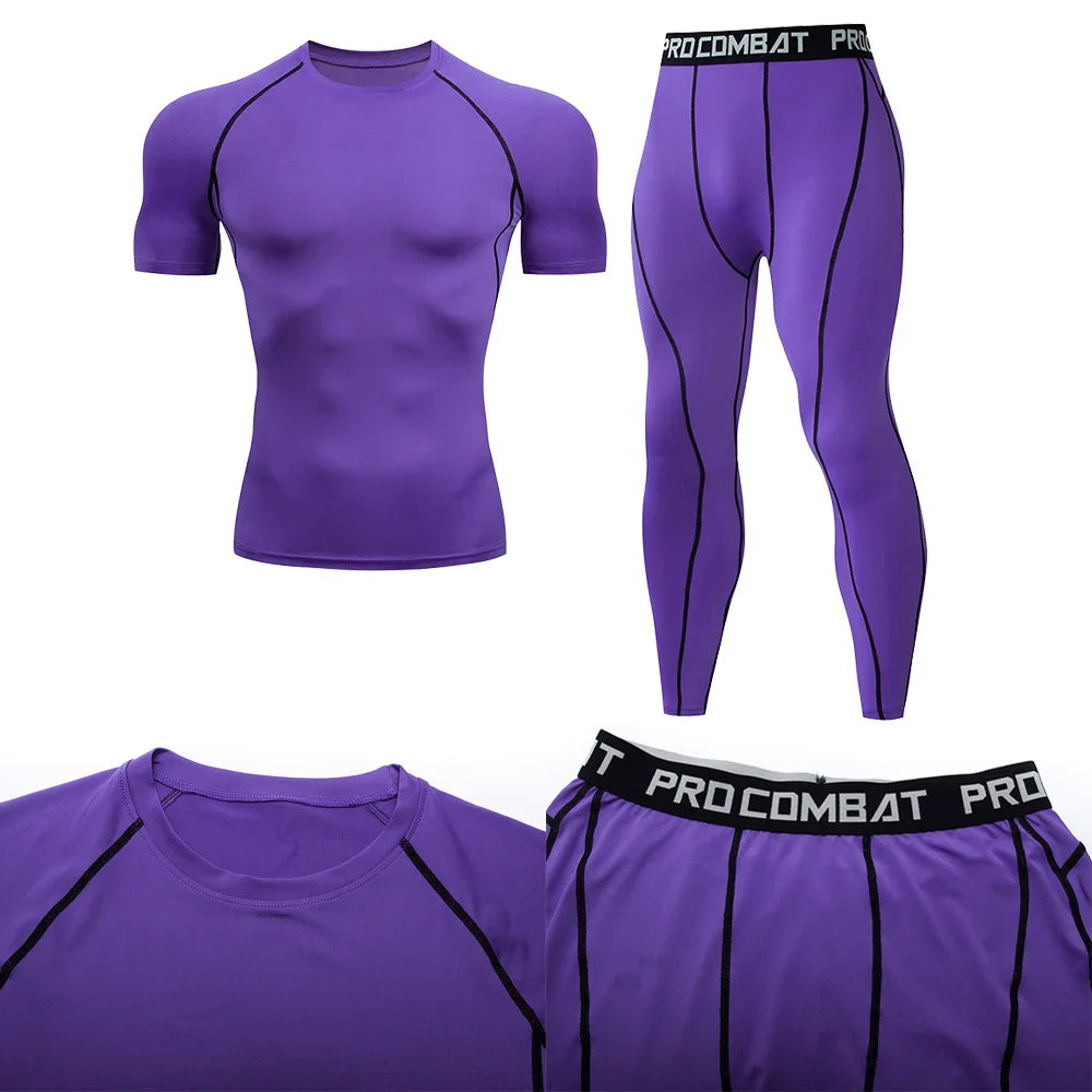 Men's Compression Sportswear Set Gym Workout Tracksuit Suit