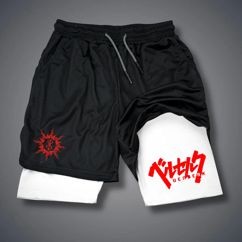 Men's 2 In 1 Compression Running Shorts Quick Dry