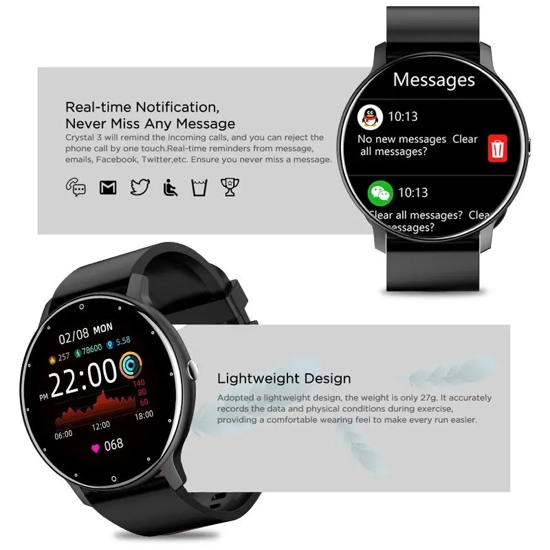 Fashion Smart Watch Full Touch Screen IP68 Fitness Tracker
