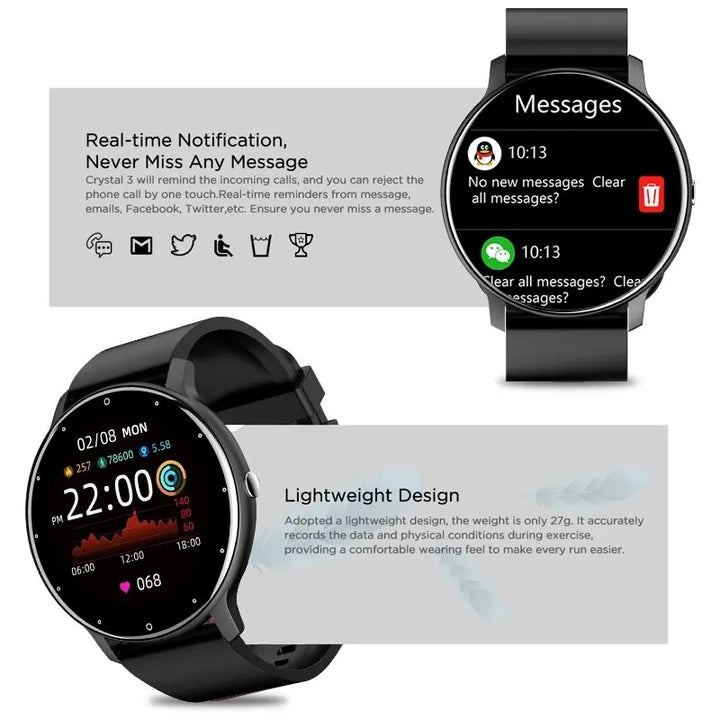 Fashion Smart Watch Full Touch Screen IP68 Fitness Tracker