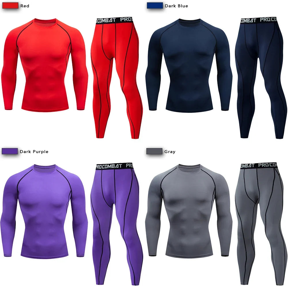 Men's Compression Sportswear Set Gym Workout Tracksuit Suit