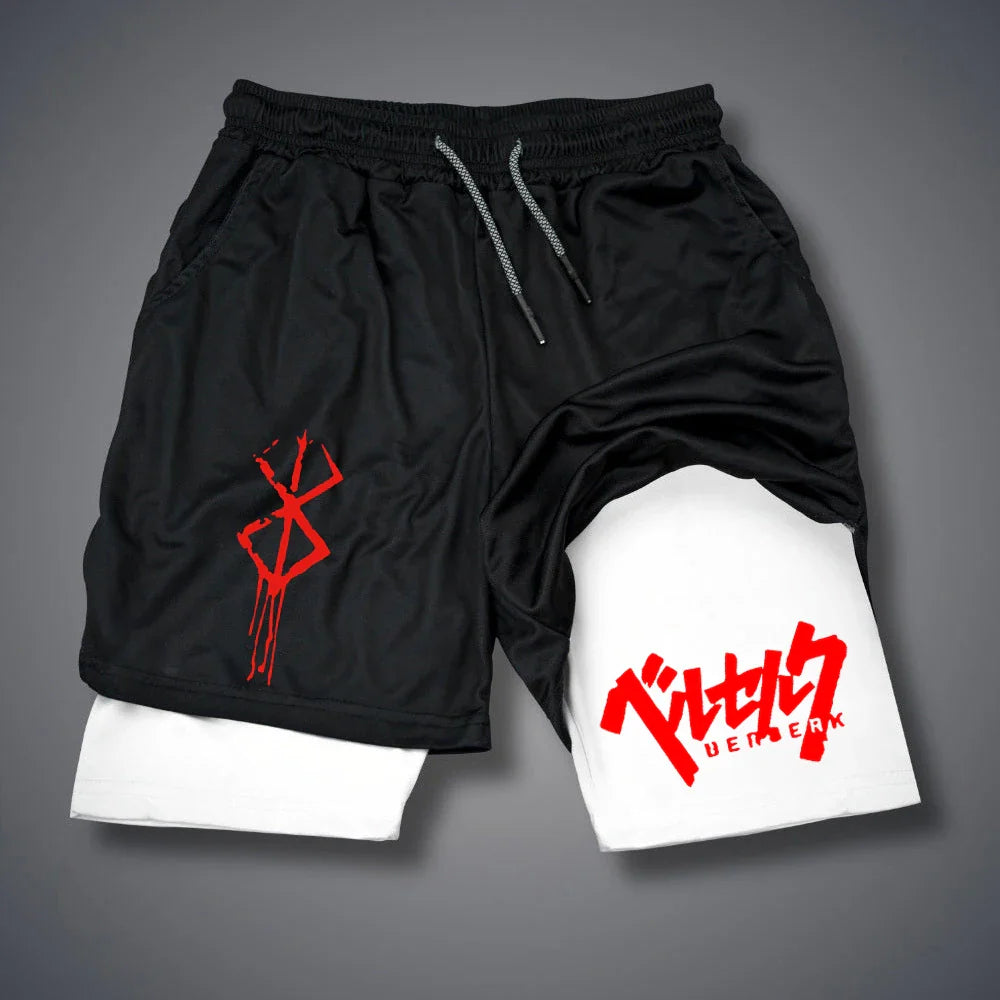 Men's 2 In 1 Compression Running Shorts Quick Dry